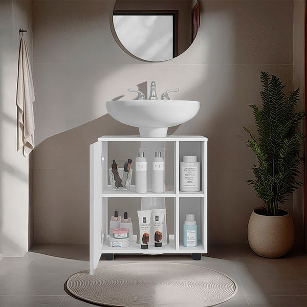 English Elm Pascuale Compact 22" Under-Sink Cabinet with Cut-Out Back, Double Doors & Open Side Shelves for Organized Bathroom Storage B070P363818