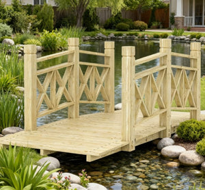 English Elm Garden Arched Wood Footbridge Solid Fir Pine Backyard Pond Creek Zen Outdoor T3971P420771