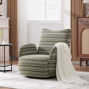 English Elm Modern Boucle 360° Swivel Leisure Chair with High‑Resilience Sponge, Supportive Curve, 550lb Capacity Olive Green W395P355490