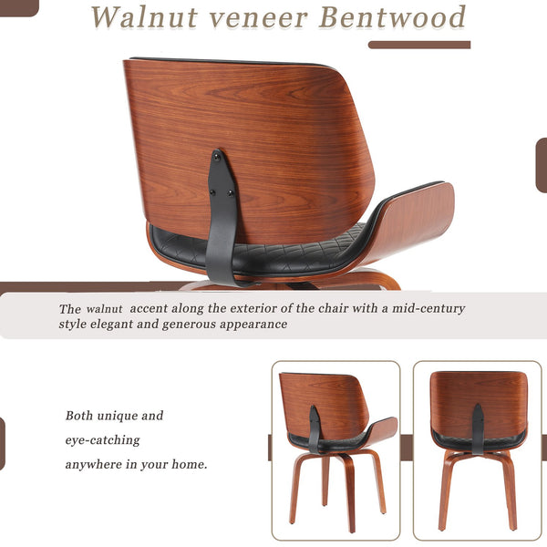 English Elm Mid-Century Modern Dining Chair Set Of 2 - Stylish 360° Swivel, Ergonomic Pu Leather For Any Space N842P290057B