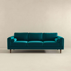 English Elm Ashcroft Furniture - Amber Mid Century Modern Teal Luxury Modern Velvet Sofa