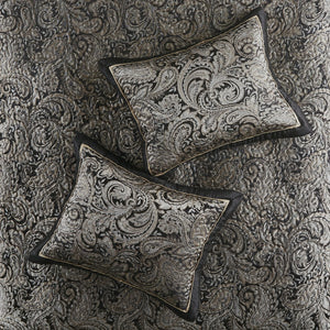 English Elm 5 Piece Aubrey Reversible Jacquard Bedspread Set King with Paisley Motif, Gold Sheen, Quilted Elegance Black 22.83 L x 18.11 W x 8.27 H B03597642
