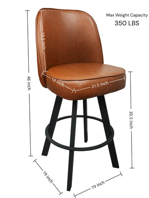 English Elm Set of 2 Tufted Bucket Swivel Barstools Heavy Metal Frame Counter Height Seating W5232P423682