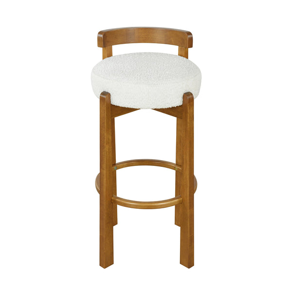 English Elm Christopher Knight Home® - Elise Elegant Wooden Low Back Barstool Set of 2 with Padded Fabric Seats, Compact Durable Design Walnut,White N775P277433W