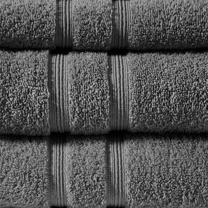 JLA Home 510 Design - 100% Turkish Cotton Aegean 6-Piece Towel Set – 500gsm lightweight, quick-dry, SILVADUR™ antimicrobial protection Charcoal 5DS73-0233