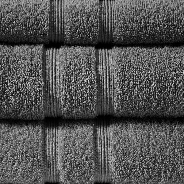 JLA Home 510 Design - 100% Turkish Cotton Aegean 6-Piece Towel Set – 500gsm lightweight, quick-dry, SILVADUR™ antimicrobial protection Charcoal 5DS73-0233