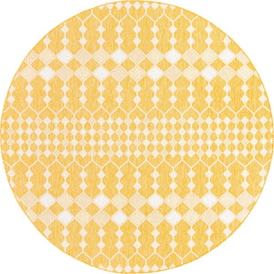 Unique Loom Outdoor Trellis Traliccio Machine Made Trellis Rug Yellow, Ivory 10' 0" x 10' 0"