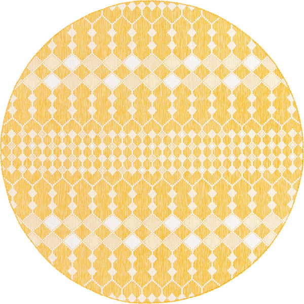 Unique Loom Outdoor Trellis Traliccio Machine Made Trellis Rug Yellow, Ivory 10' 0" x 10' 0"