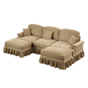 English Elm Classic Comfy Modular U-Shape Sectional Sofa With Removable Skirts, Ottoman, And Stylish Design W3041S00246