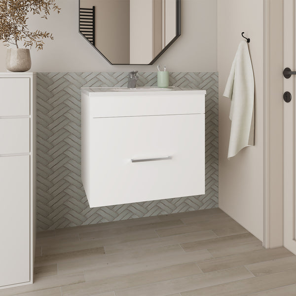 English Elm Bathroom Vanity Slim Sink Cabinet with Single Door, Engineered Wood, Space-Saving Modern Design White 28.35 L x 23.23 W x 11.81 H B097P350320