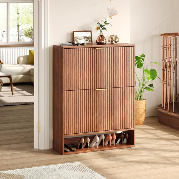 English Elm Modern Slim Entryway Shoe Cabinet with Adjustable Shelves Concealed Storage Organizer W1321P385271