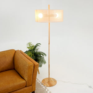English Elm Ashcroft Furniture - Classic Modern Floor Lamp with Glass Shade, Slim Metal Base for Reading, Ambient Home & Office Light Brown B183P315101