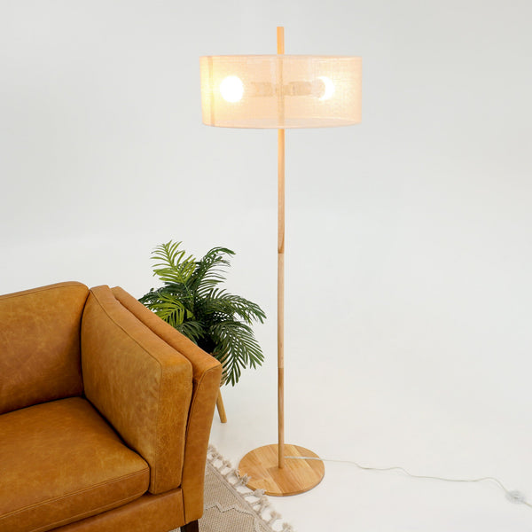 English Elm Ashcroft Furniture - Classic Modern Floor Lamp with Glass Shade, Slim Metal Base for Reading, Ambient Home & Office Light Brown B183P315101