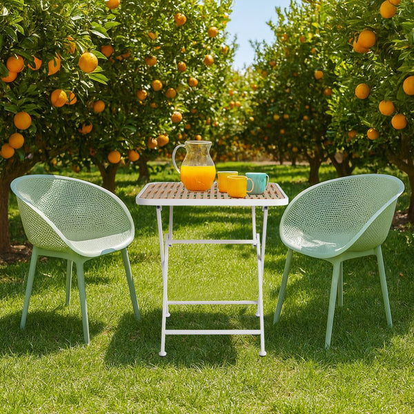 English Elm 2-Pack Modern Lounge Chairs with 55" Long Weatherproof Table — UV-Resistant, Ergonomic, Easy Assembly khaki,Pale Green,White W3450S00015