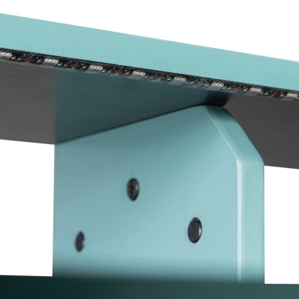 English Elm Full Size Gaming Loft Bed with Rgb Lighting Built-in Desk and Usb Charging Ports Blue LT000275AAC