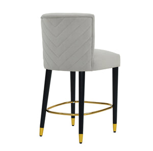 English Elm Christopher Knight Home® - 27inch-counterstool, modern rubberwood frame with light fabric upholstery, gold circular footrest accent Grey N780P224409G