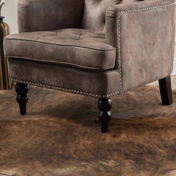 English Elm Christopher Knight Home® - HARRISON Tufted Club Chair with Diamond-Stitched Back, Nailhead Trim and Turned Birch Legs for Comfort and Style Grey+Brown 53444.00MFDBN