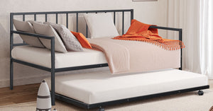 English Elm Contemporary Full-Size Metal Bed Frame with Minimalist Design, Lightweight, Foundation-Free Ease Black 76 L x 18 W x 4 H B2741P364410