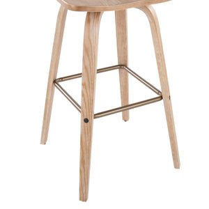 English Elm Fixed-height Swivel Barstool Whitewashed Spindle Back with Copper Footrest for Kitchen Islands B202P471173