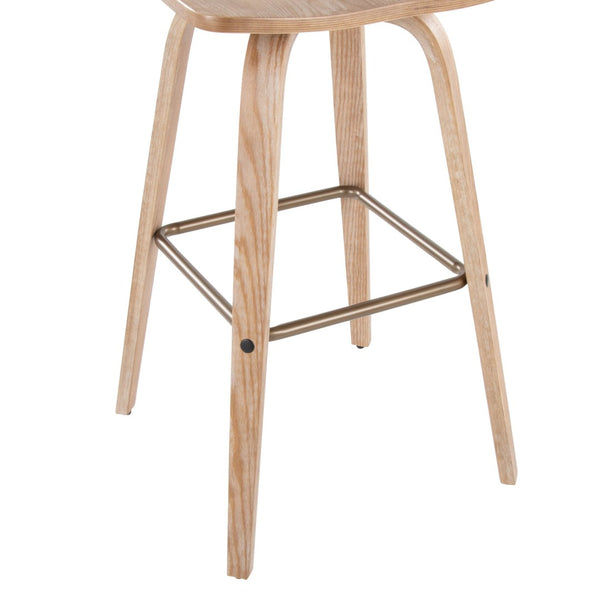 English Elm Fixed-height Swivel Barstool Whitewashed Spindle Back with Copper Footrest for Kitchen Islands B202P471173