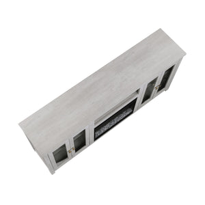 English Elm Ellington 74" TV Stand Console with Realistic Electric Fireplace, Heater, LED Ambiance, Storage B061P296416