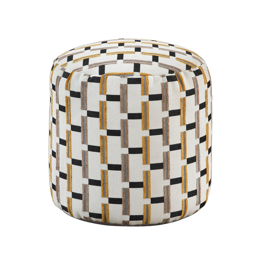 English Elm Cylindrical Multi-Color Pouf – Stylish Jacquard Upholstered Ottoman, Non-Slip Footstool & Chair B011P251653