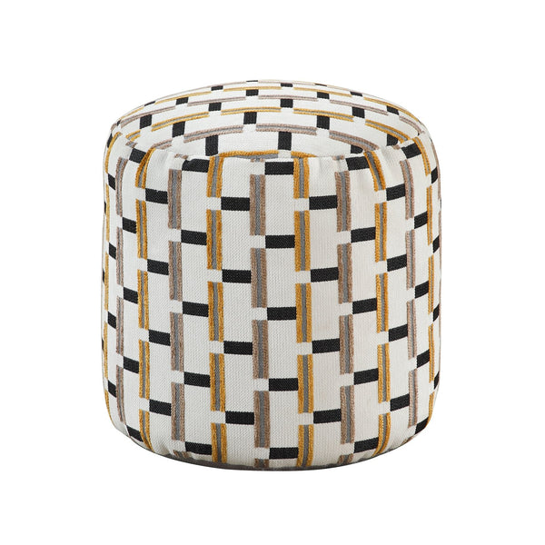 English Elm Cylindrical Multi-Color Pouf – Stylish Jacquard Upholstered Ottoman, Non-Slip Footstool & Chair B011P251653
