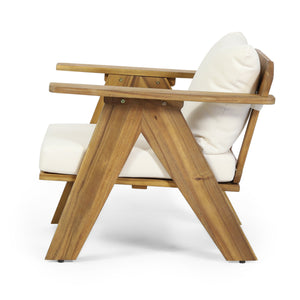 English Elm Christopher Knight Home® - Outdoor Acacia Wood Club Chairs Set of 2 with Water-Resistant Beige Cushions, Teak Finish, Durable Relaxation 30" 70856.00BGE