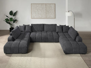 English Elm Chosen Chenille Sectional Sofa with Toss Pillows and Dual Chaises, Pocket Coil Seats, Durable Frame Gray 42.5 L x 83 W x 16.5 H B2726S00037