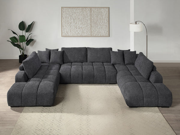 English Elm Chosen Chenille Sectional Sofa with Toss Pillows and Dual Chaises, Pocket Coil Seats, Durable Frame Gray 42.5 L x 83 W x 16.5 H B2726S00037
