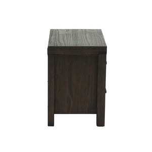 English Elm 2 Drawer Nightstand Espresso Finish with Two Smooth-Glide Drawers, Tapered Feet & Weathered Wood Top for Bedroom SR015426