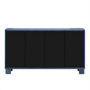 English Elm Trexm Ash Veneer Buffet with Gold Handles Matte Black Lacquer Dining Storage Antique Navy N715P232696M