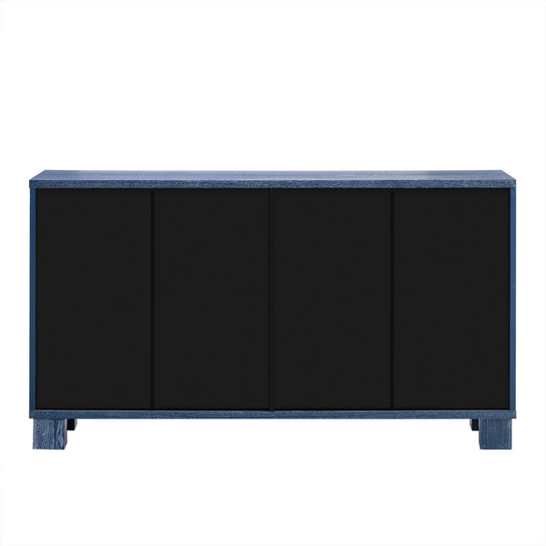 English Elm Trexm Ash Veneer Buffet with Gold Handles Matte Black Lacquer Dining Storage Antique Navy N715P232696M