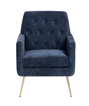 Crestview Collection Modern Accent Chair - Stylish Upholstered Furniture With Button Tufting And Gold Legs For Any Room Navy Polyester Evfzr4352cnvy