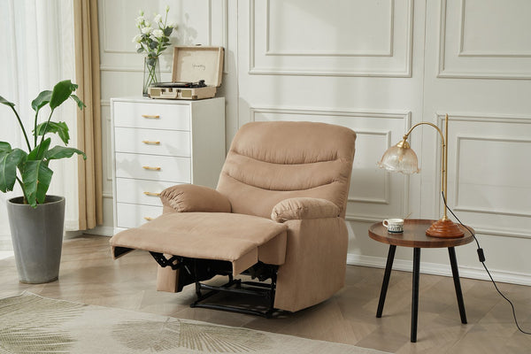 English Elm Manual Recliner Chair with Overstuffed Pillow Arms, Breathable Microfiber, Sleek Contemporary Comfort Mocha B205P327485