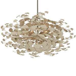 Maidenhair Cream Semi-Flush Mount Light Fixture - Nature-Inspired Design with Antique Pearl Finish