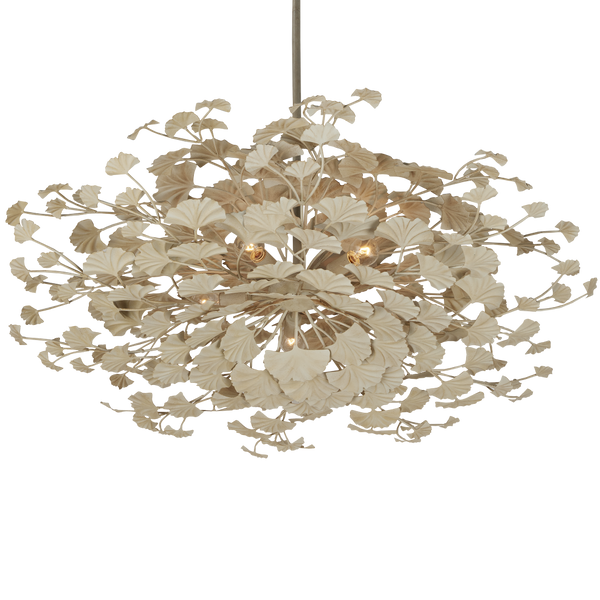 Maidenhair Cream Semi-Flush Mount Light Fixture - Nature-Inspired Design with Antique Pearl Finish