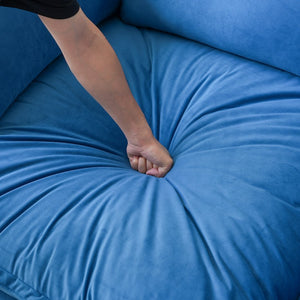 English Elm Sky Cloud Sectional Sofa with Cloud-Like Comfort, Modular L-Shaped Velvet Seating, Removable Covers, Storage Ottoman Blue B341S00022