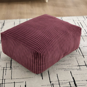 English Elm Big Corduroy Lounger Bean Bag with Ottoman Memory Foam Fill for Living Room Wine Red W395P435354
