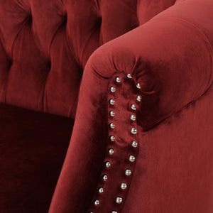 English Elm Christopher Knight Home® - LOVESEAT Chesterfield Velvet Loveseat with Deep Button Tufting, Scrolled Arms & Nailhead Trim for Elegant Comfort Garnet 61203.00NVLTGARN