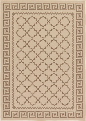 Unique Loom Outdoor Trellis Stars Machine Made Geometric Rug Beige, Brown 7' 1" x 10' 0"