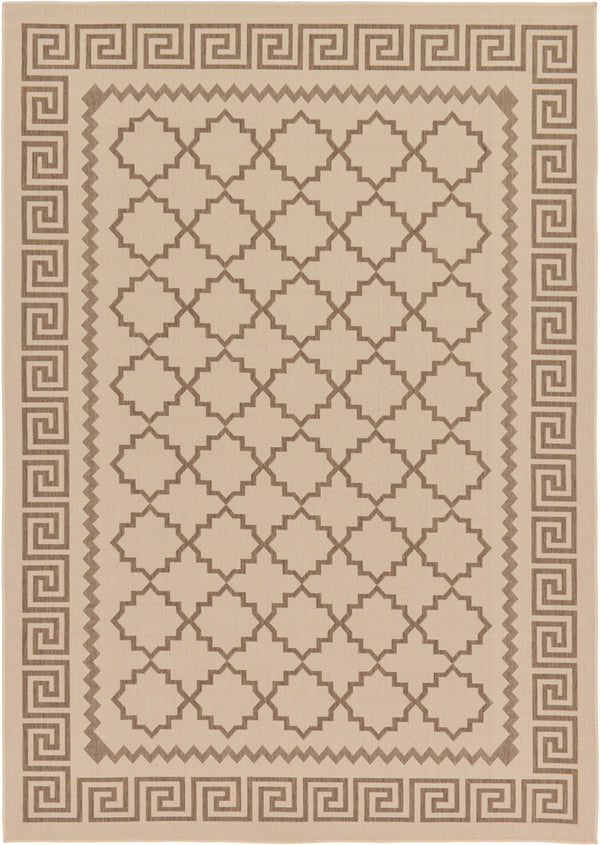 Unique Loom Outdoor Trellis Stars Machine Made Geometric Rug Beige, Brown 7' 1" x 10' 0"