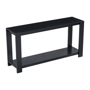 English Elm U_STYLE Minimalist Console Table with Bottom Shelf and Sturdy Four Legs, 63.8" Long Entryway Accent Black N711P173084B