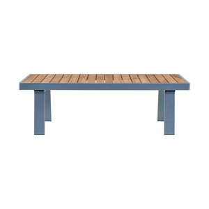 English Elm Ivano Outdoor Patio Sectional Set with Teak Accents, Weather‑Resistant Olefin Cushions & Durable Aluminum Frame Gray B2736S00002