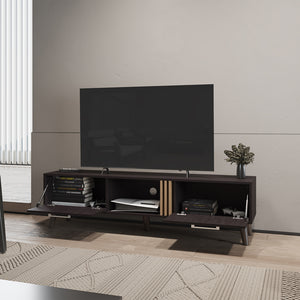 English Elm Altoona Modern TV Stand with Light Oak & Black Finish, Gold Accents, Cable Management, Sturdy Design B092P254749