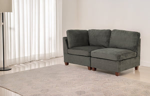 English Elm Modular 2-Piece Gray Chenille Set - Flexible Seating For Modern Living Rooms & Lounges, Durable Comfort B089S00001