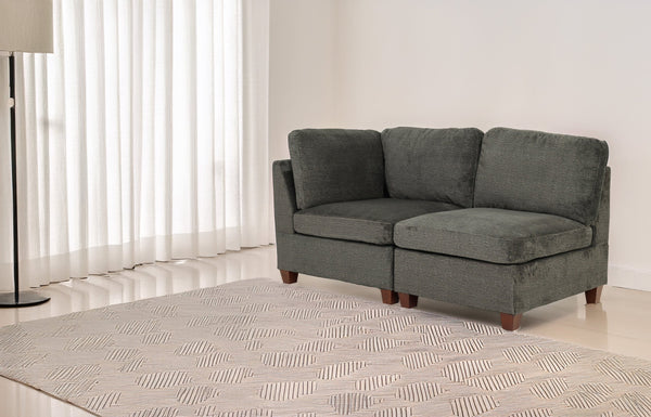 English Elm Modular 2-Piece Gray Chenille Set - Flexible Seating For Modern Living Rooms & Lounges, Durable Comfort B089S00001