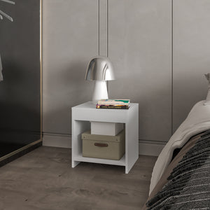 English Elm Nightstand Elaine — Modern White Engineered Wood Bedside Table with Spacious Lower Shelf, Durable Design B092P245423