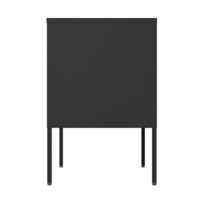 English Elm Ava 24" Metal Accent Cabinet in Black – Slim Steel Storage with Adjustable Shelf, Modern Minimalist Design B365P397879