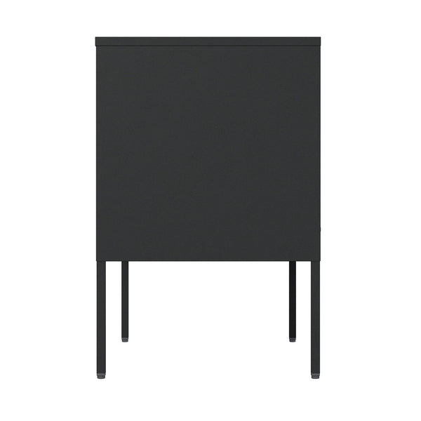 English Elm Ava 24" Metal Accent Cabinet in Black – Slim Steel Storage with Adjustable Shelf, Modern Minimalist Design B365P397879